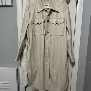 Zara Beige Leather Trench